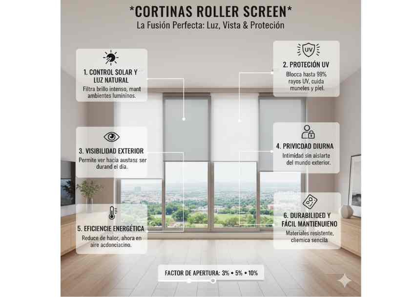 Cuáles son las características de las cortinas roller Screen